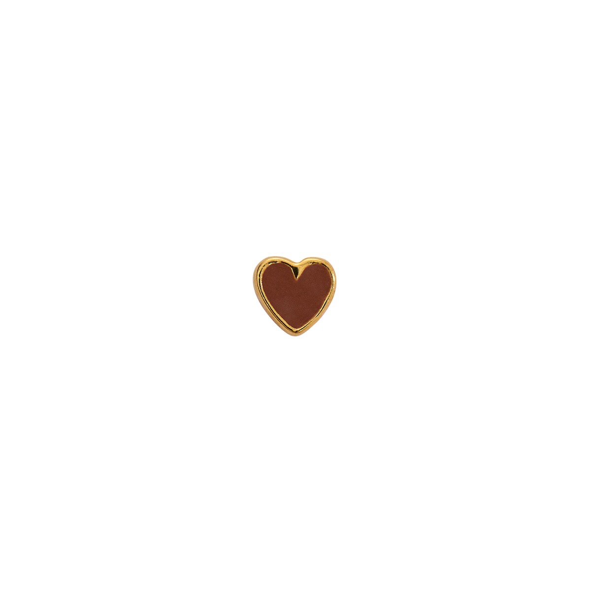 Petit Love Heart Mocha Enamel Earring - Single