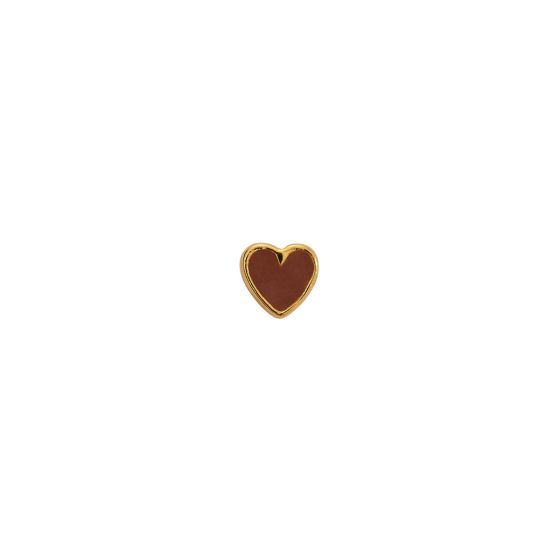 Petit Love Heart Mocha Enamel Earring - Single