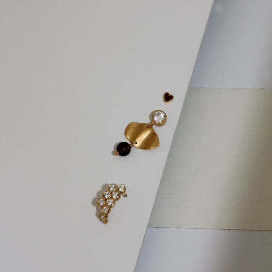 Petit Love Heart Mocha Enamel Earring - Single